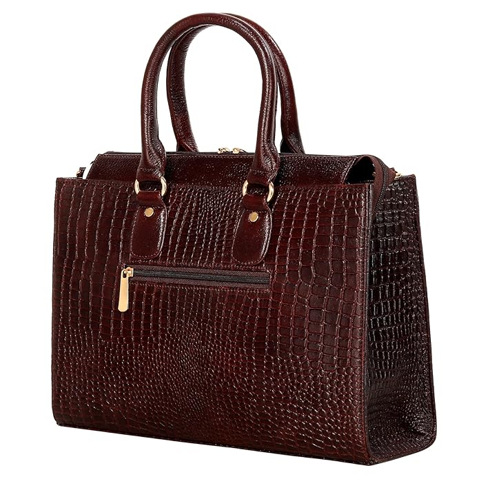 Croco Print Leather Women's Handbag