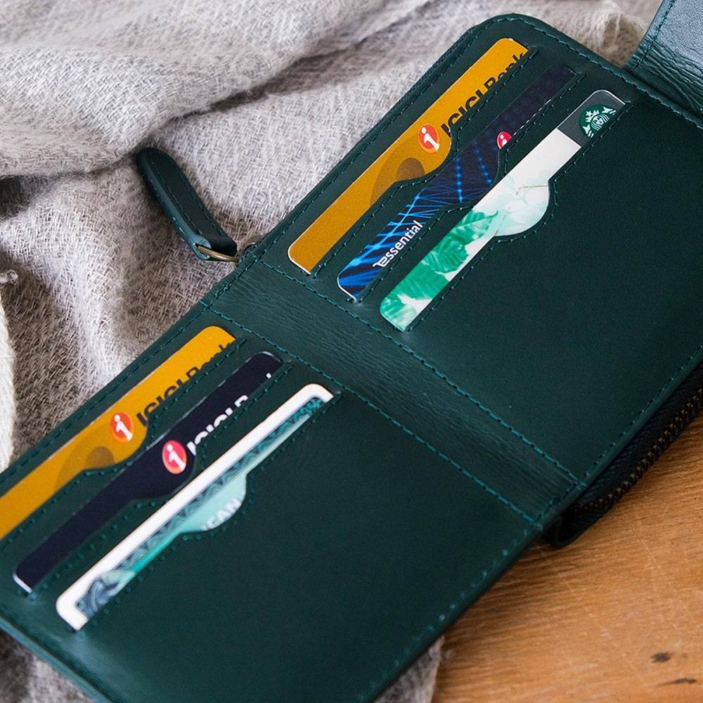 Forest Green Premium Leather Zip Wallet