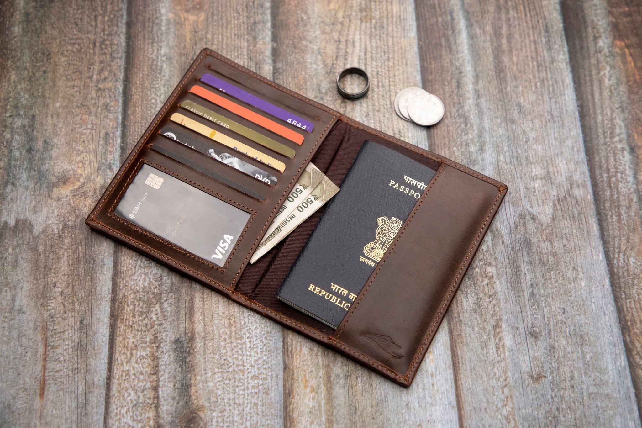 RFID Passport Holder Wallet (Natural Brown Edition)