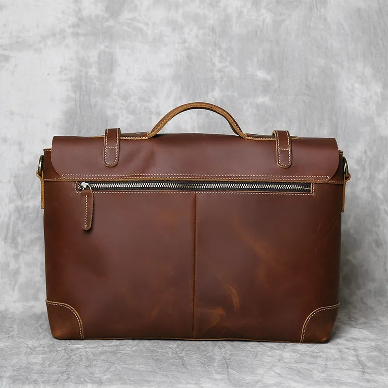 Classic Vintage Leather Messenger Laptop Bag