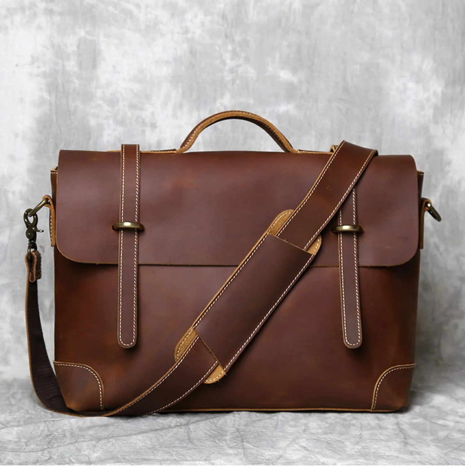 Classic Vintage Leather Messenger Laptop Bag