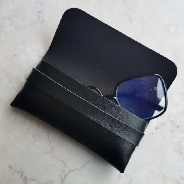 Black Leather Sunglass Case