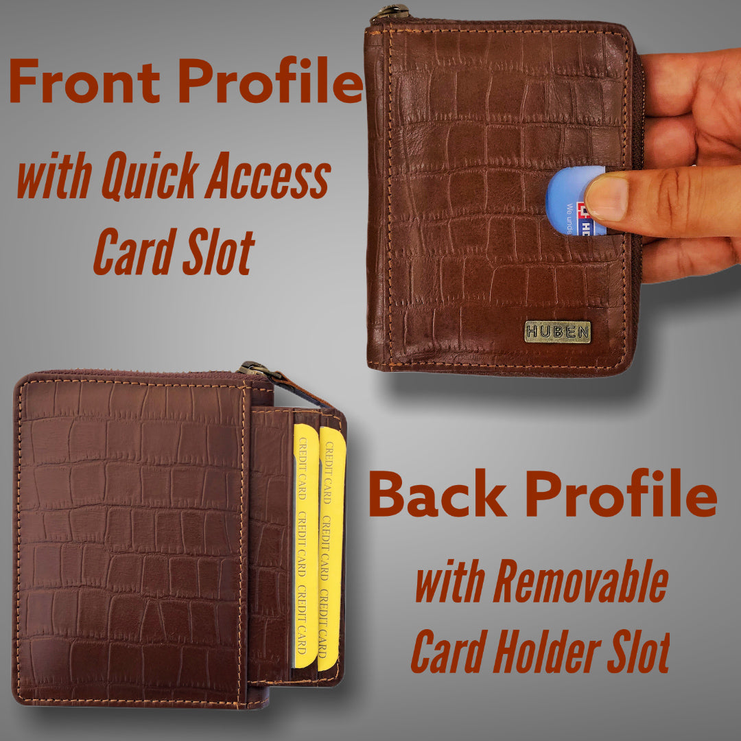 ITALIA Leather Zipper Wallet with RFID Protection