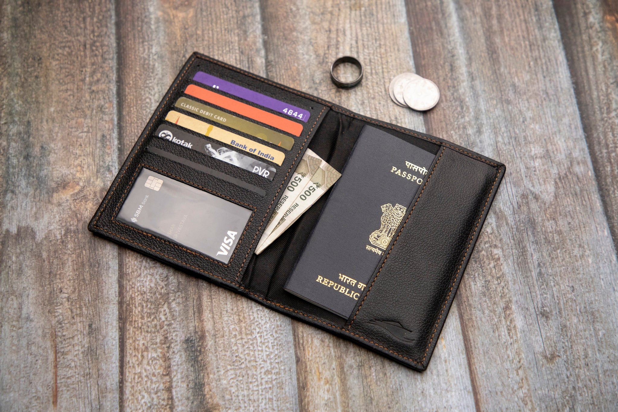 RFID Travel Passport Holder Wallet (Carbon Black Edition)