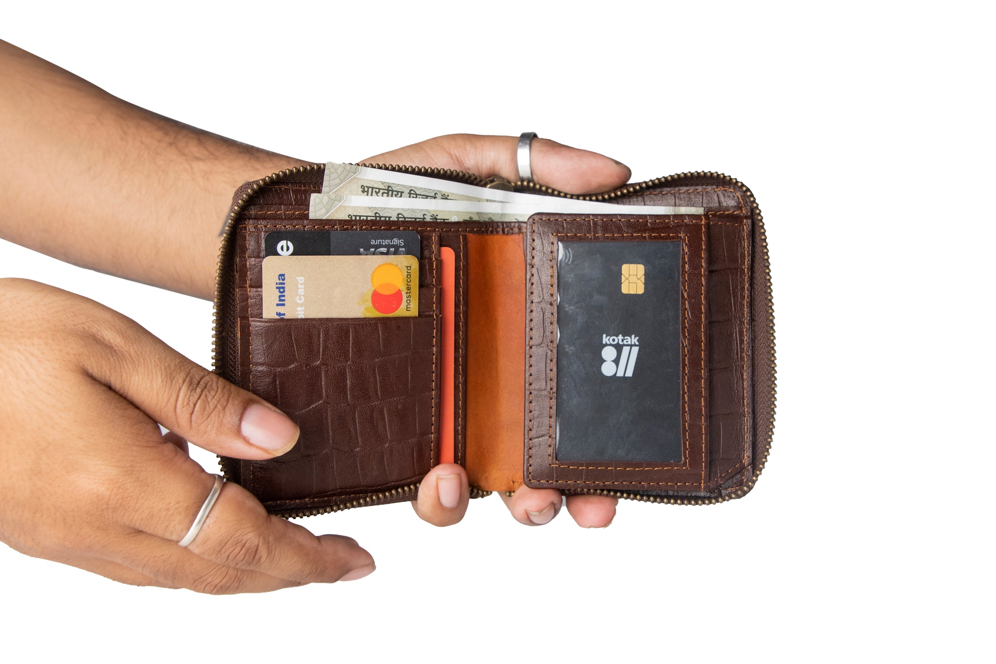 ITALIA Leather Zipper Wallet with RFID Protection