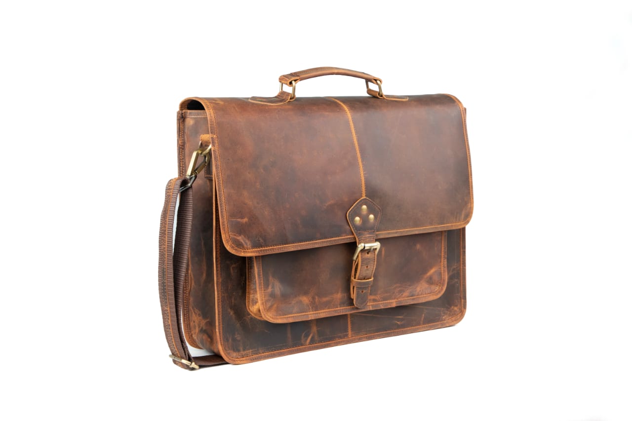 Premium Vintage Leather Laptop Messenger Bag