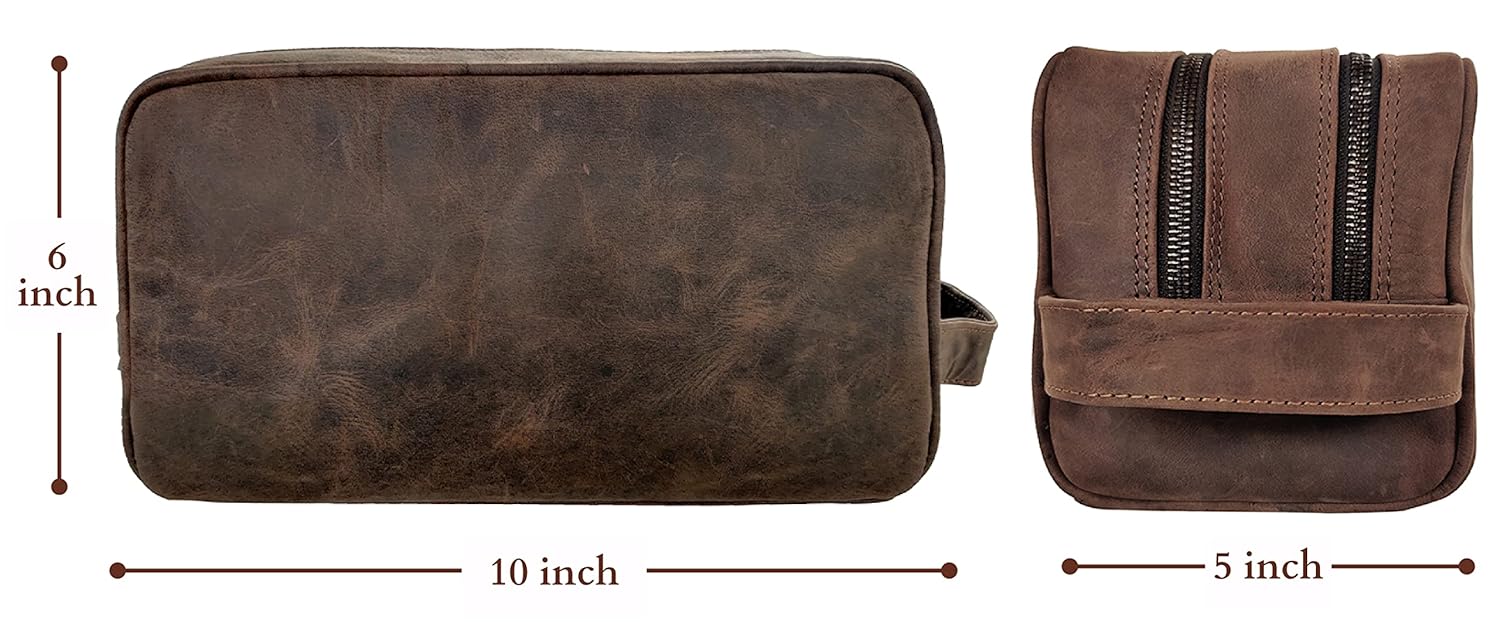 Full Grain Leather Travel Toiletry Bag Cosmetic Bag Organizer